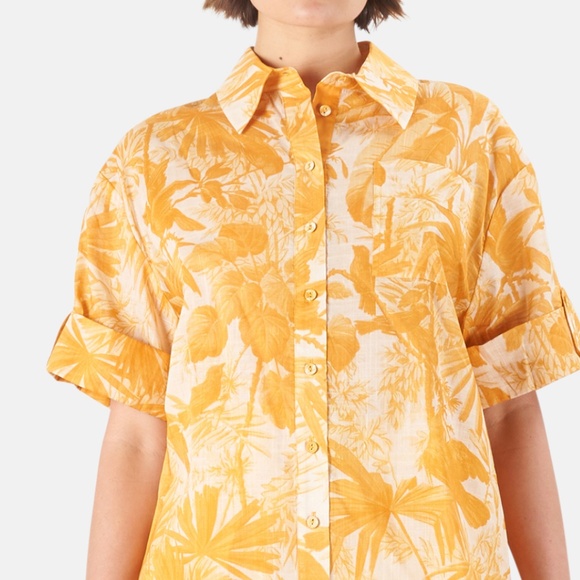 Zimmermann Mae Palm  Shirt in Amber Size 2 - Picture 1 of 7